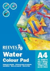 Sketch Pad Reeves A4 Water Colour 300Gsm 12Sht (A/Free)