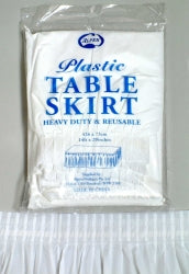 Table Cover Skirt Plastic Alpen White 426X73Cm