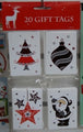 Xmas Gift Tags Foil Folding With String Pk20