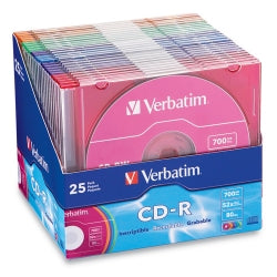 Cd-R Verbatim 80Min 52X 700Mb Col/Slim Case Bx25