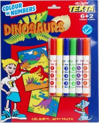 Colour By Numbers Texta Dinosaurs